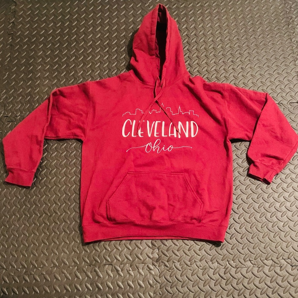 Red Cleveland Ohio Hoodie, Size Large
